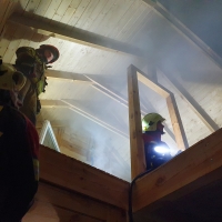 Pożar budynku mieszkalnego na ulicy Spacerowej 1.VII.22 r.